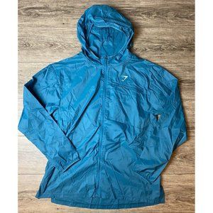 GYMSHARK Men's Speed Windbreaker Full Zip Workout Jacket Lightweight Teal  L